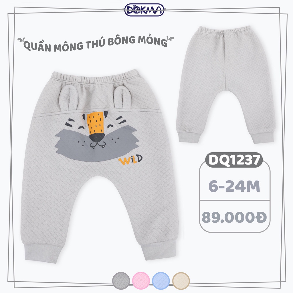 Dokma - Quần dài mông thú trần bông ấm cho bé 6-24 tháng DQ1237