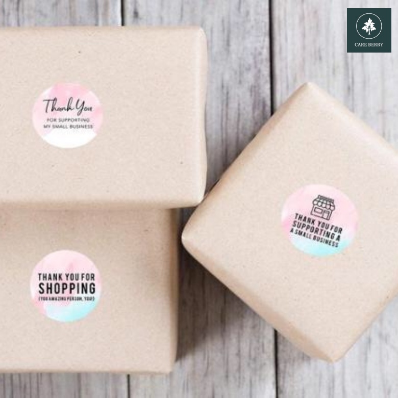 Cuộn 500 miếng dán chữ THANK YOU FOR SHOPPING gói hàng, gói quà, gói bánh, trang trí tiện dụng (sticker dán mẫu mới)