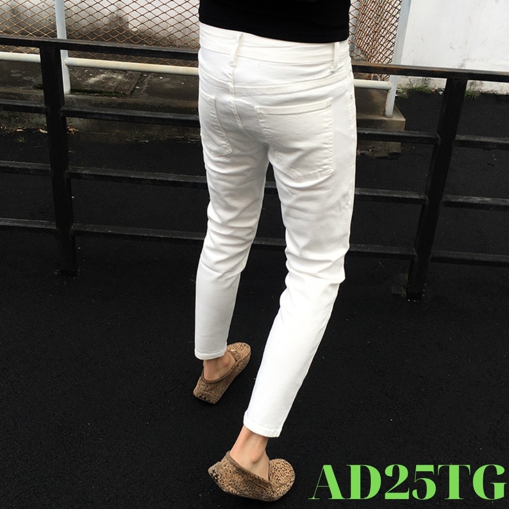 Quần Jean Nam TENJI STORE AD25TG Trắng Trơn Cao Cấp Trẻ Trung Phong Cách Cá Tính TG23 Giá Gốc Tận Xưởng (44 - 70KG) | BigBuy360 - bigbuy360.vn
