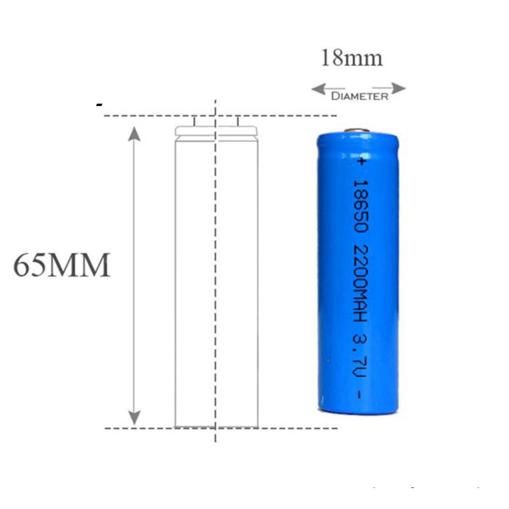 Pin cell 1865 2200mah cho đèn pin LED, quạt cầm tay , sạc dự phòng