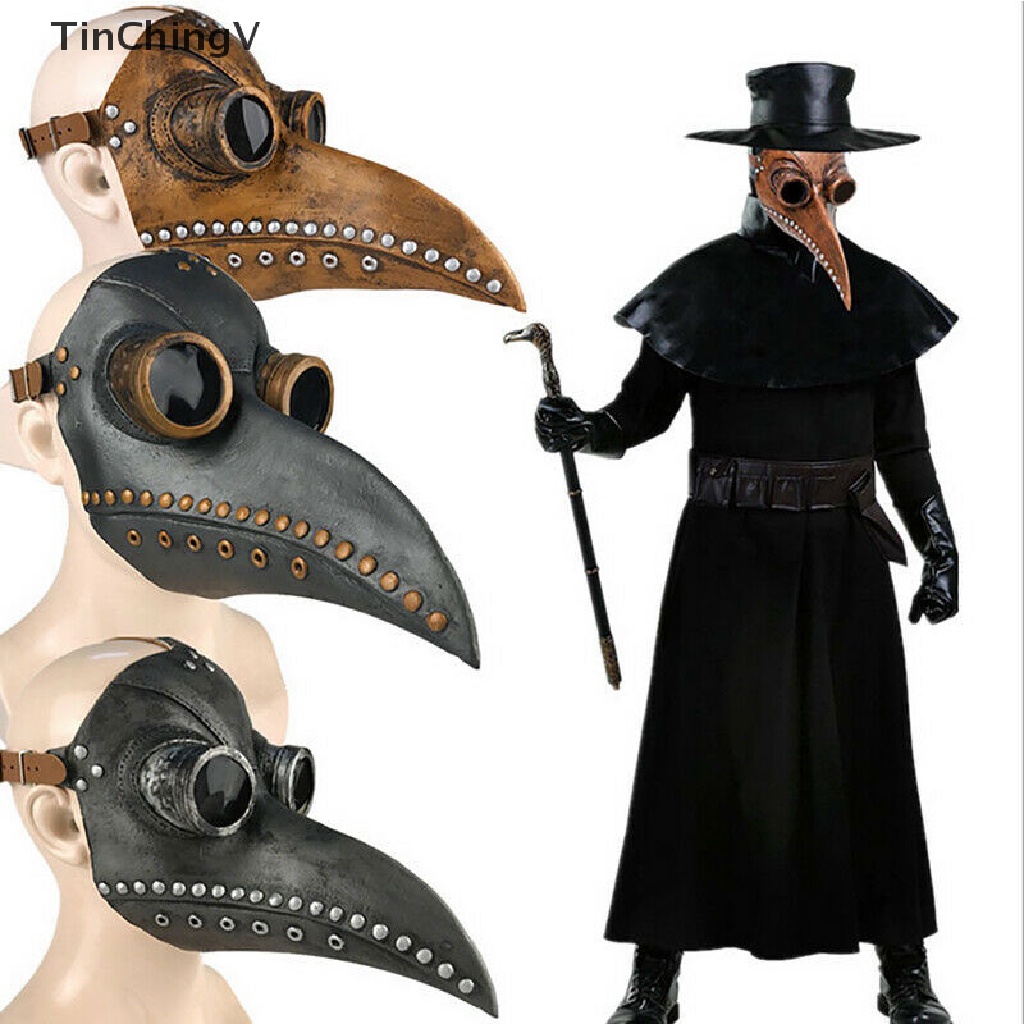 Mặt Nạ Hóa Trang Halloween Bằng Da PU Hình Chim Mũi Dài Phong Cách Steampunk