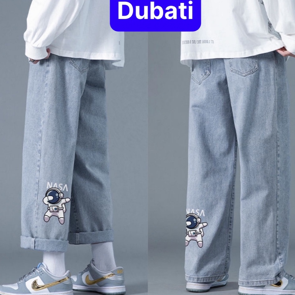 Quần Jeans Baggy Rộng, Quần Jean Nam Ống Suông Rộng In Hình NASA phong cách cao cấp - DUBATI FASHION
