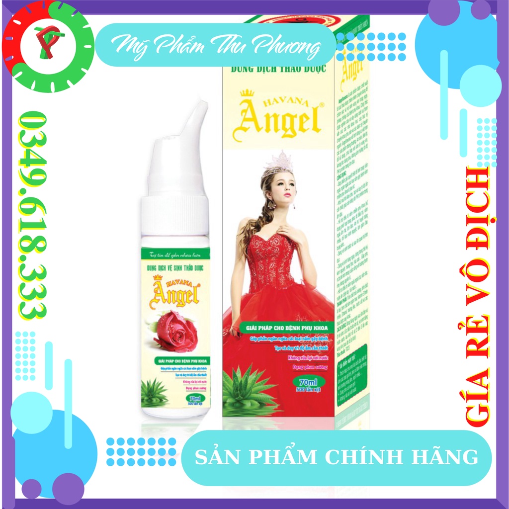 Dung dịch vệ sinh phụ nữ thảo dược Angel havana + VMAX chăm sóc và bảo vệ vùng kín phụ nữ dạng xịt