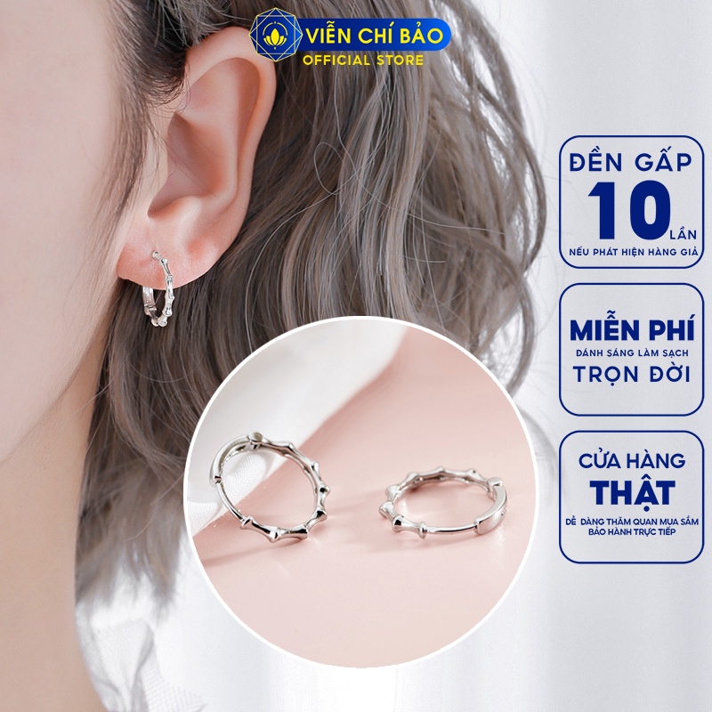 Bông tai bạc nữ tròn đốt trúc chất liệu bạc 925 thời trang phụ kiện trang sức nữ Viễn Chí Bảo B400714x