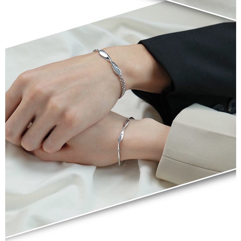 Vòng tay đôi nam nữ Vòng Tay Bạc Thời Trang Mới Cho Cặp Đôi/ Bạn Trai/ Bạn Gái