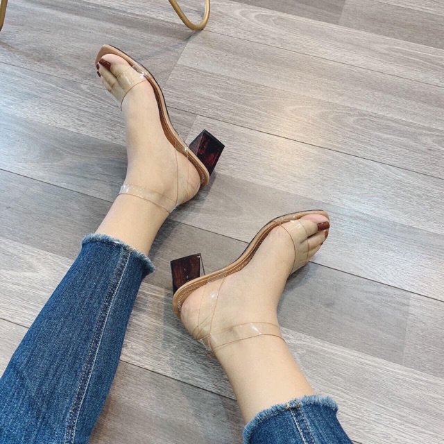 Sandal quai mika gót vuông sang chảnh Mã S63