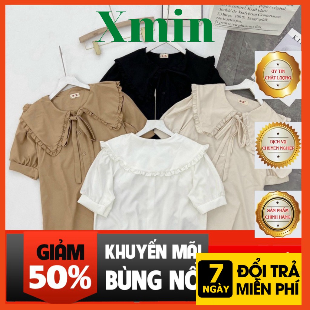 Áo sơ mi nữ cổ bèo hót 2021 aosomiredep