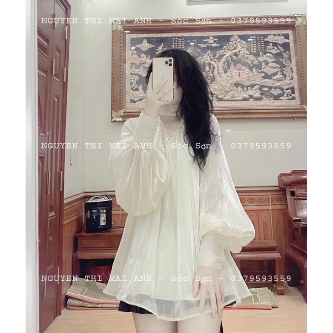 Áo bánh bèo cổ ngọc V siêu xinh chụp yếu đều được ,khách kém để xem ảnh khách fb | BigBuy360 - bigbuy360.vn