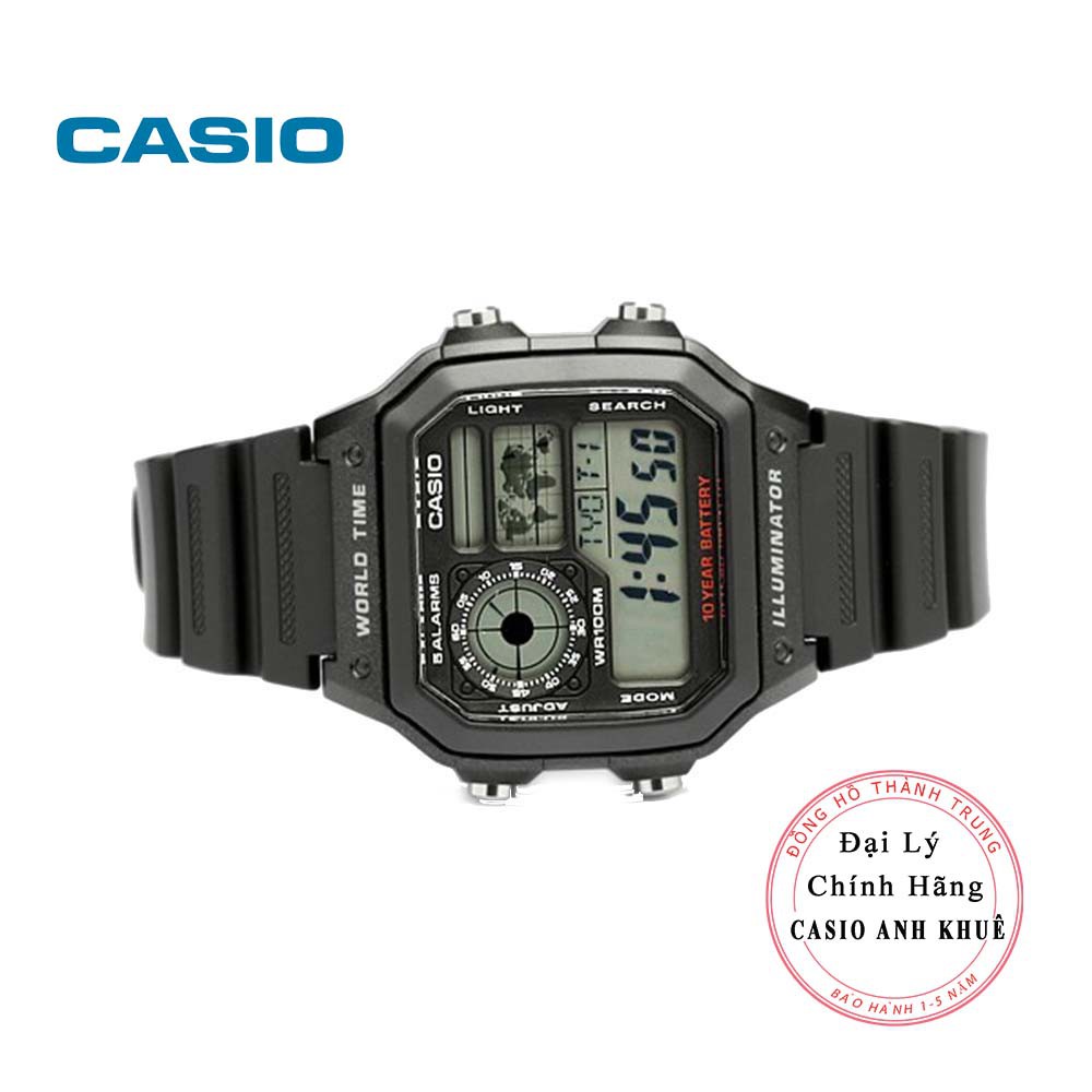 Đồng hồ Nam Casio WorldTime AE-1200WH-1AVDF dây nhựa