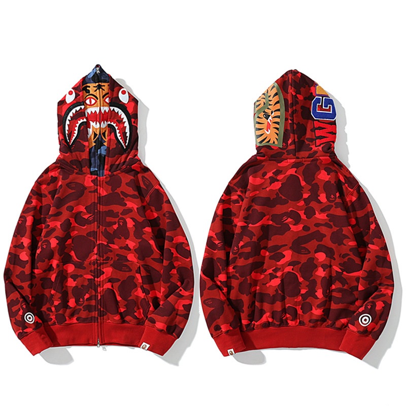 [Best Quality] Áo Khoác Bape, Hoodie Jacket Bape Shark Tiger fullzip 2 mũ SS2021, Chất liệu 100% Cotton, 2 màu BapeVN