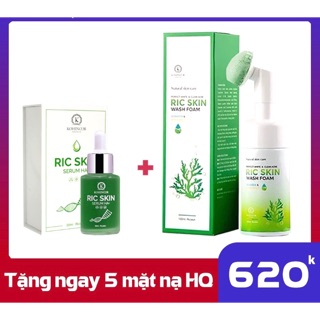 Combo Serum Ric Skin + Sữa rửa mặt Wash Foam KOHINOOR