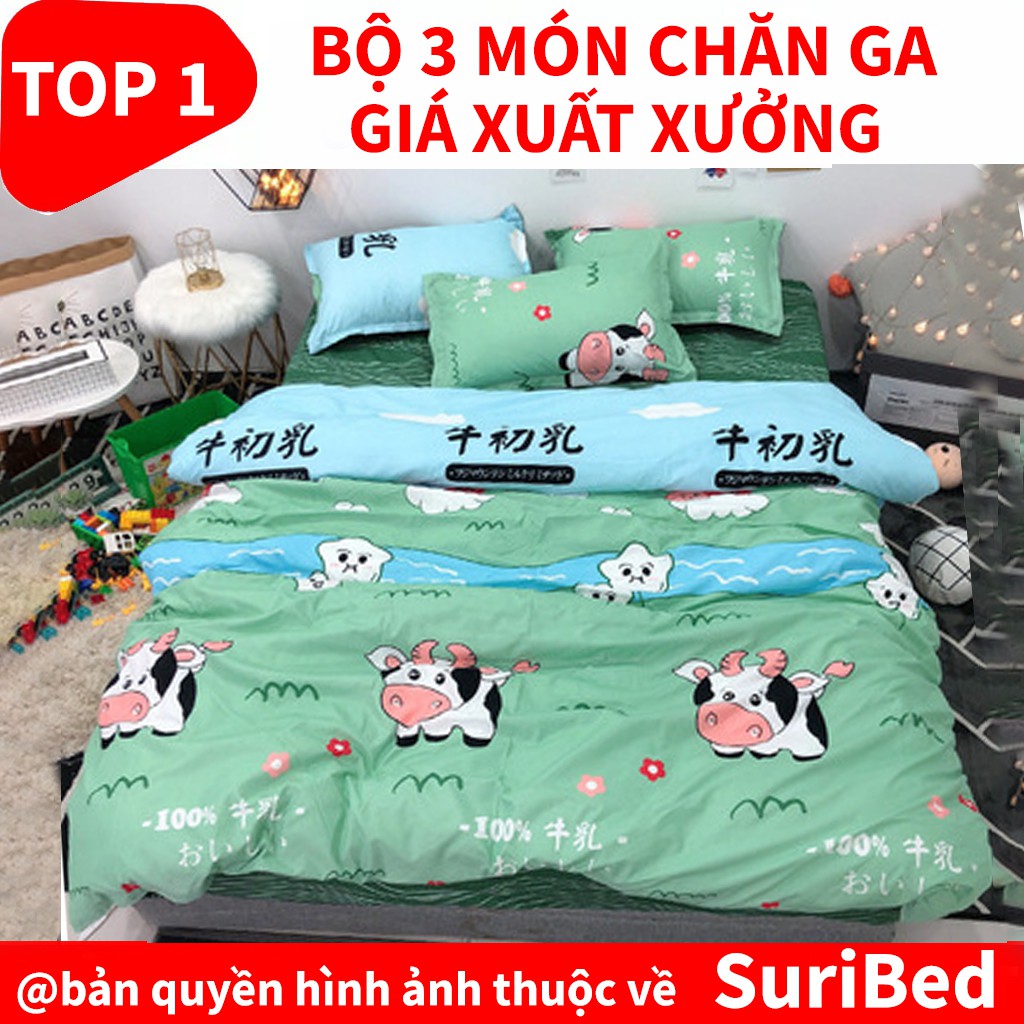 chăn ga💖FREESHIP💖bộ chăn ga 3 món họa tiết chú bò lục lạc CHANGALLU1 set bao gồm 1 chăn 1 ga 2 gối 1 gối ôm