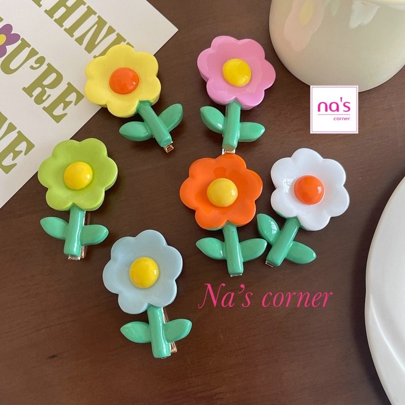 Kẹp tóc mỏ vịt hình bông hoa 3D dễ thương phong cách Hàn quốc màu sắc sinh động