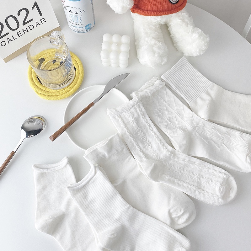 Tất ren WAFNHA KAFU D553 màu trắng dễ thương cho phụ nữ