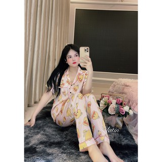 Bộ đồ ngủ nữ pijama, lụa latin cao cấp chất lụa thoáng mát