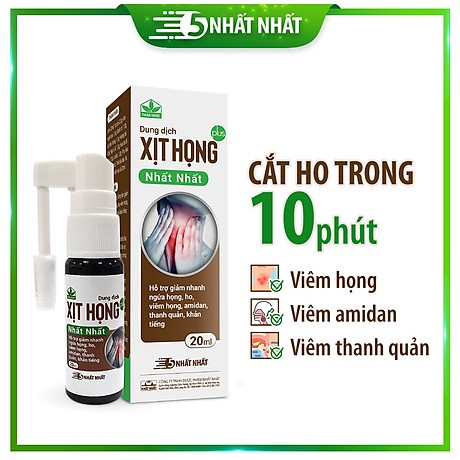 Xịt họng Nhất Nhất Plus - giúp giảm ho, giảm đau rát, ngứa họng - chai 20 ml