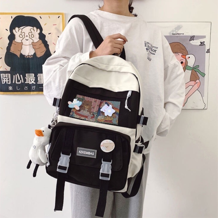 Balo nữ , balo đi học unisex thời trang nhiều ngăn đựng vừa laptop 14 inch Hàn Quốc LATI