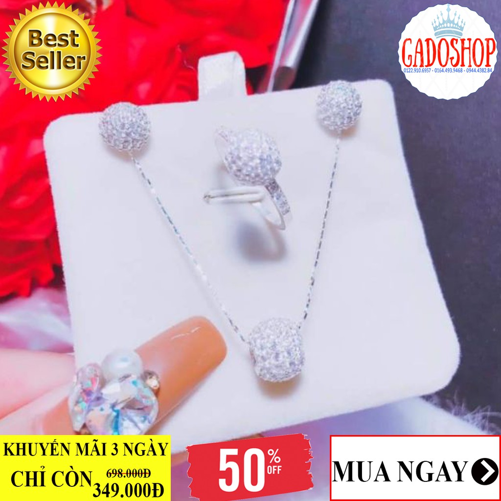 [ GIÁ SỐC ] Bộ trang sức nữ châu trắng phong cách Hàn Quốc Gadoshop - đeo đi chơi cực đẹp