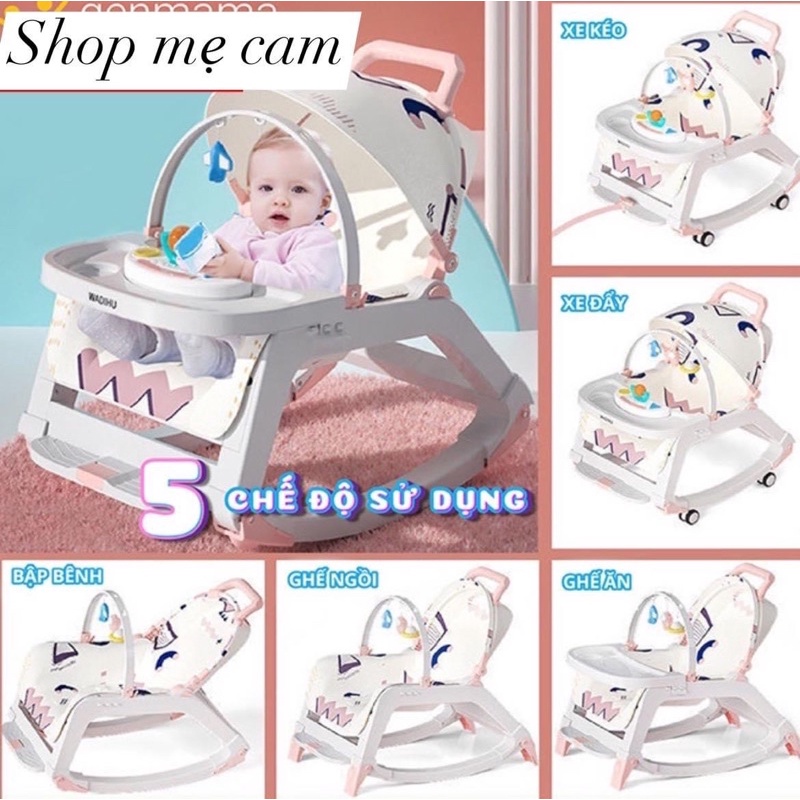 Ghế Rung Cho Bé. Ghế Đa năng 5in1 .Ghế nhún Có thanh Treo Đồ chơi