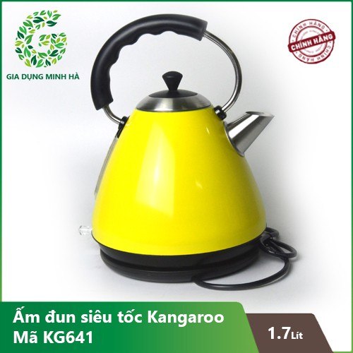 Bình đun nước siêu tốc Kangaroo KG641 – Màu vàng KG 641 – 100% Chính Hãng