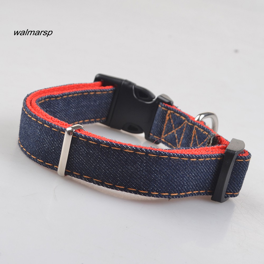 ZZ_Pet Dog Puppy Denim Adjustable Soft Collar Buckle D-ring Necklace Neck Strap