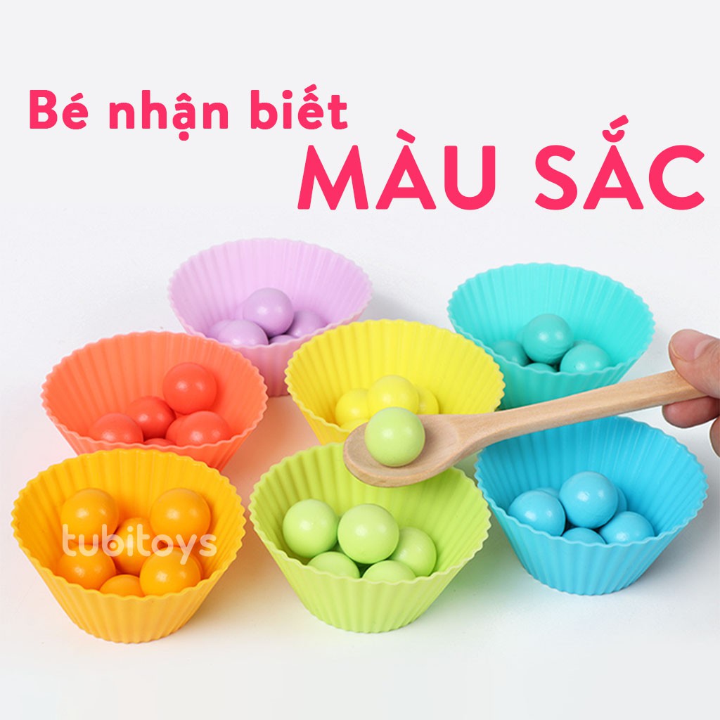 Đồ chơi thông minh Montessori TUBITOYS bộ gắp hạt kèm bát phát triển tư duy sáng tạo khéo léo tỉ mỉ