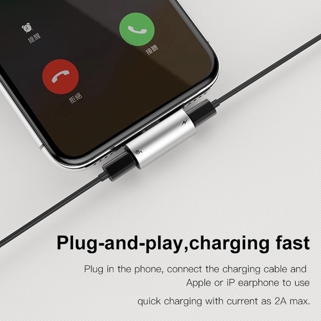 Jack chia cổng sạc sang 2 có hỗ trợ đàm thoại chính hãng Baseus L46 cho iPHONE/iPAD