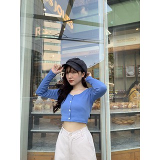 (Big Sale) ÁO CROPTOP LEN TĂM MỀM MẠI, CÓ CÚC DỌC THỜI TRANG, KIỂU ÁO NGẮN KHOE VÒNG 2 -Siêu chất