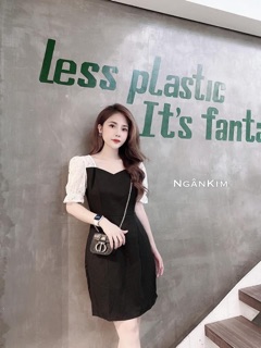 VÁY ĐEN BODY TAY PHỐI TRẮNG