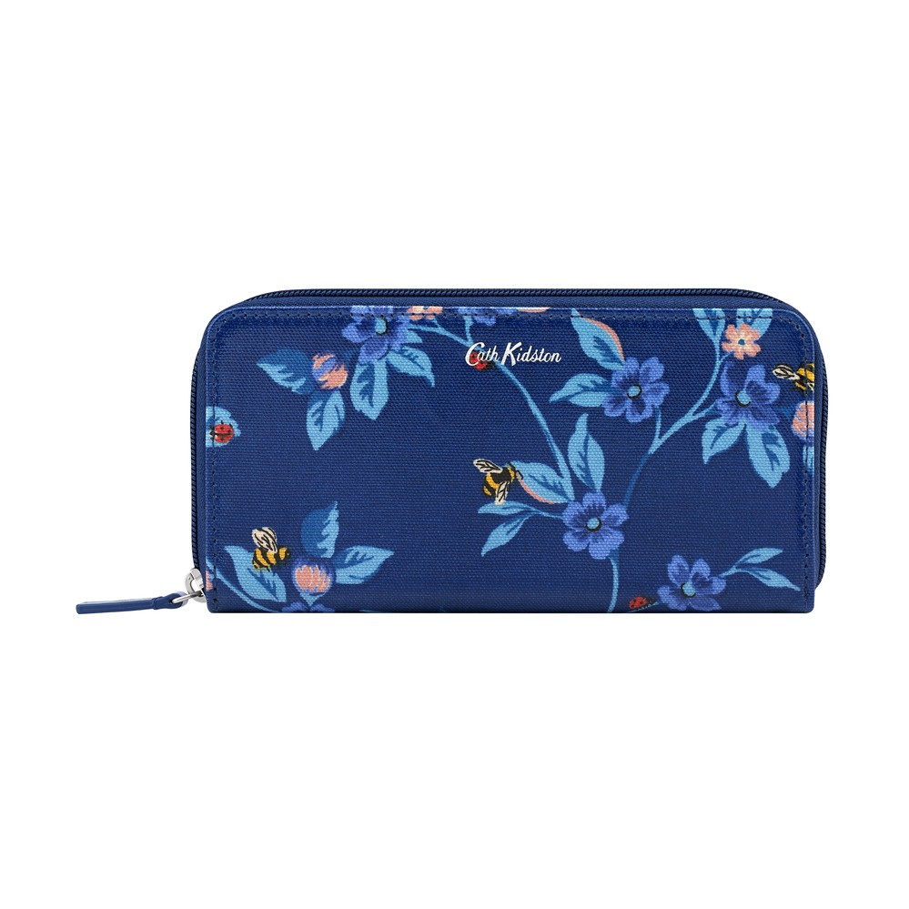 Cath Kidston - Ví cầm tay Continental Zip Wallet Greenwich Flowers - 984782 - Midnight Blue