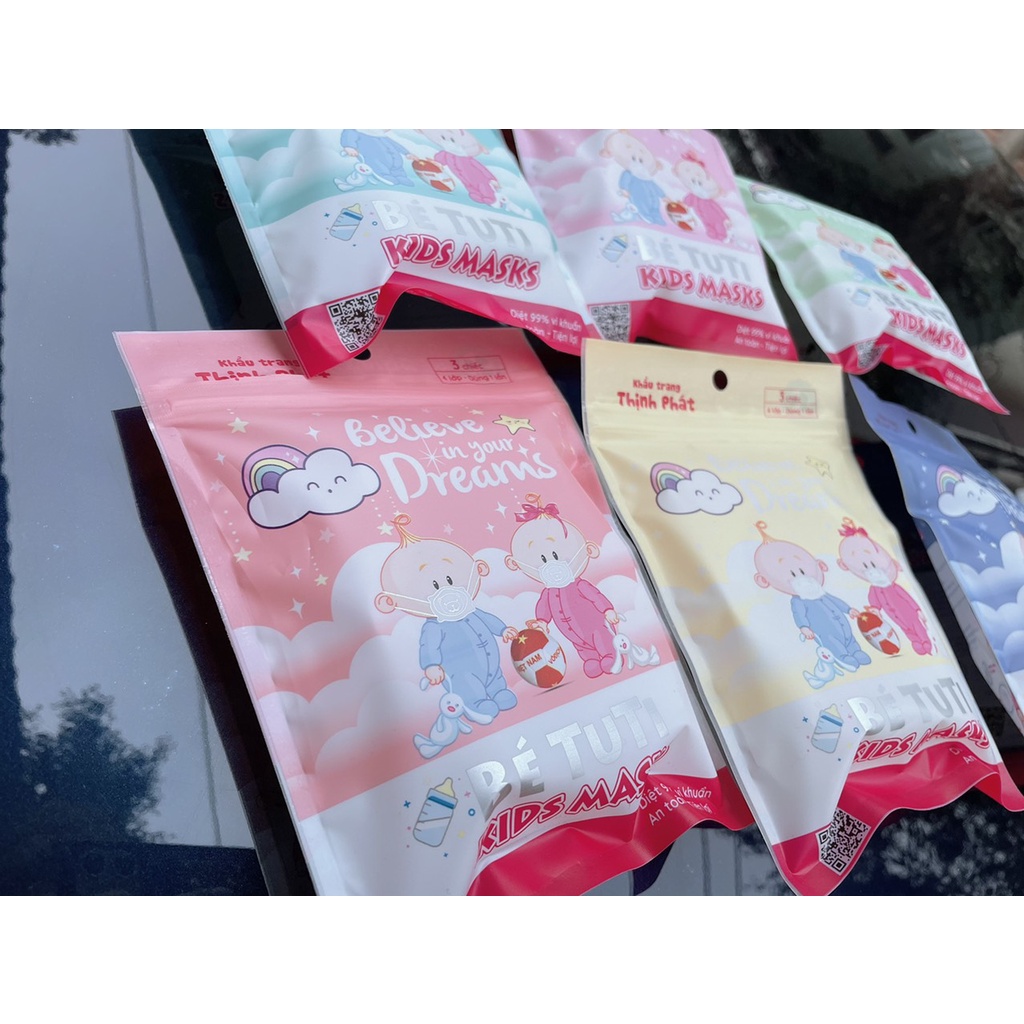 khẩu trang cho bé sơ sinh, Set 3 chiếc khẩu trang 3D Tuti cho bé 6 - 24 tháng. Khẩu Trang Gấu tiêu chuẩn Nhật Bản