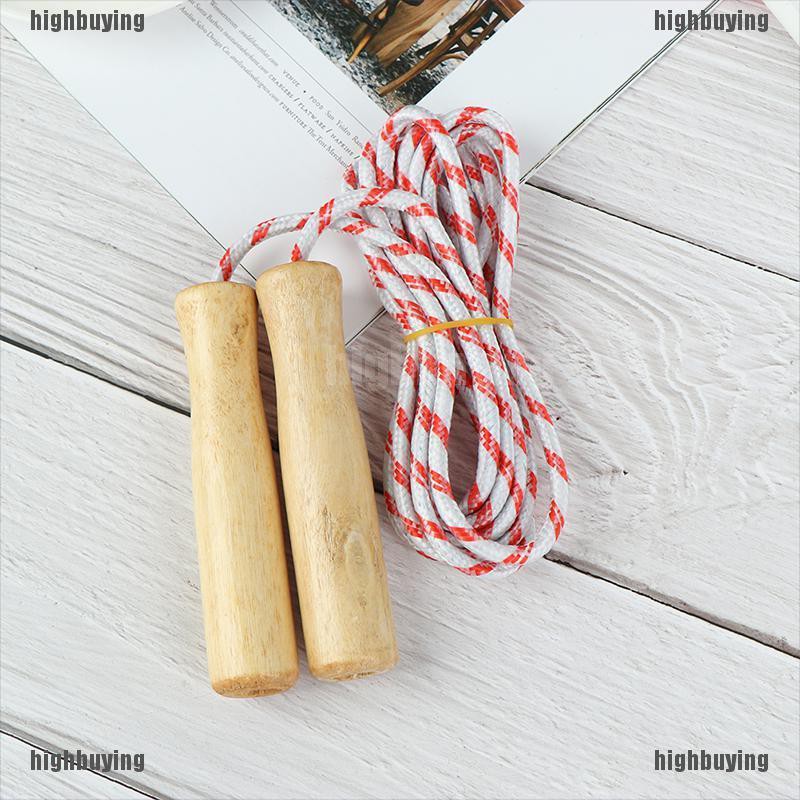 Dây nhảy có tay cầm gỗ luyện tập thể thao tiện dụng