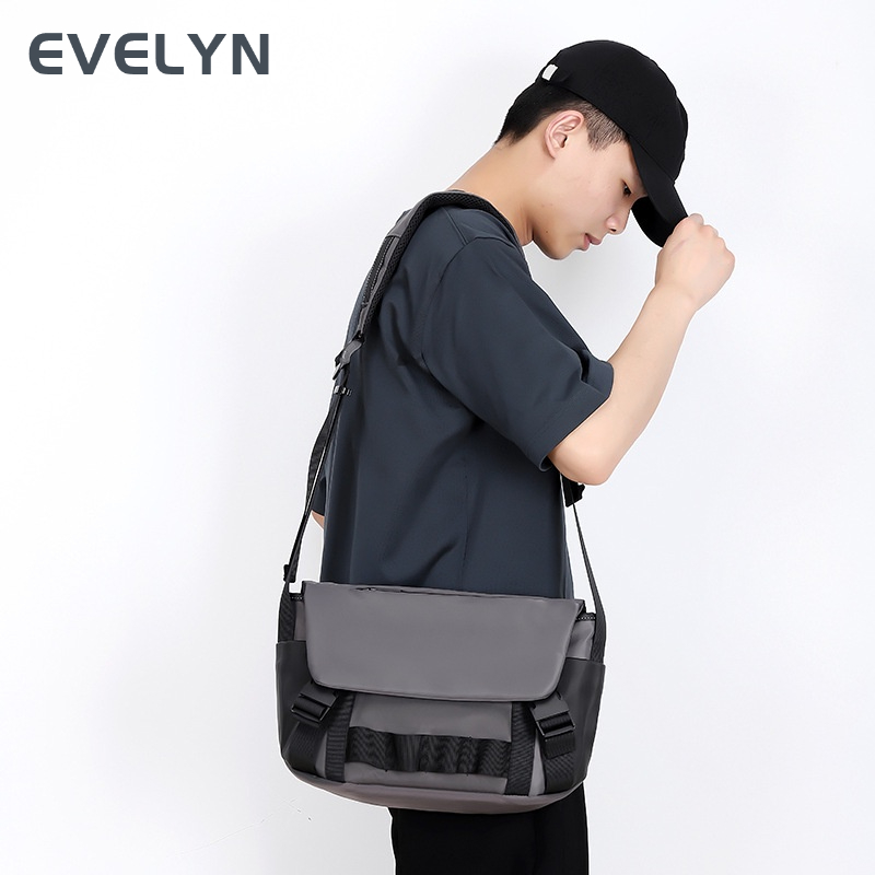 Evelyn Túi Đeo Vai Bằng nylon Sức Chứa Lớn Màu Trơn Thời Trang Mới Dành Cho Nam Sinh