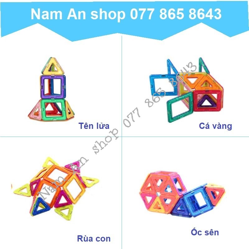 Đồ chơi xếp hình lắp ghép nam châm, 40/56/94 chi tiết, size lớn. MAGNETIC