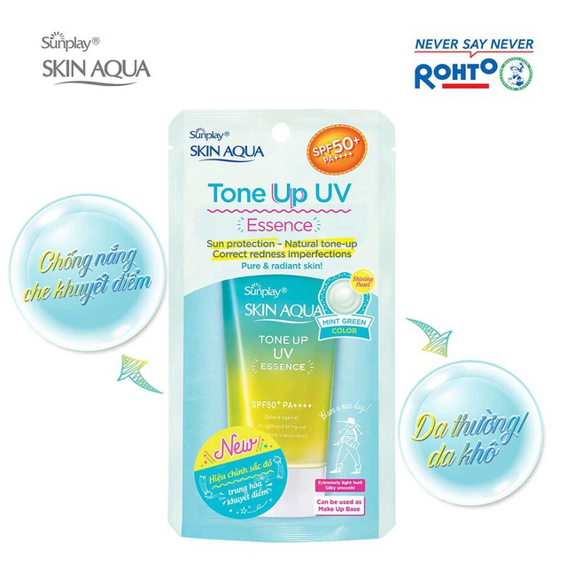Tinh chất chống nắng nâng tông Sunplay Skin Aqua Tone Up UV EssenceMint Green 50g
