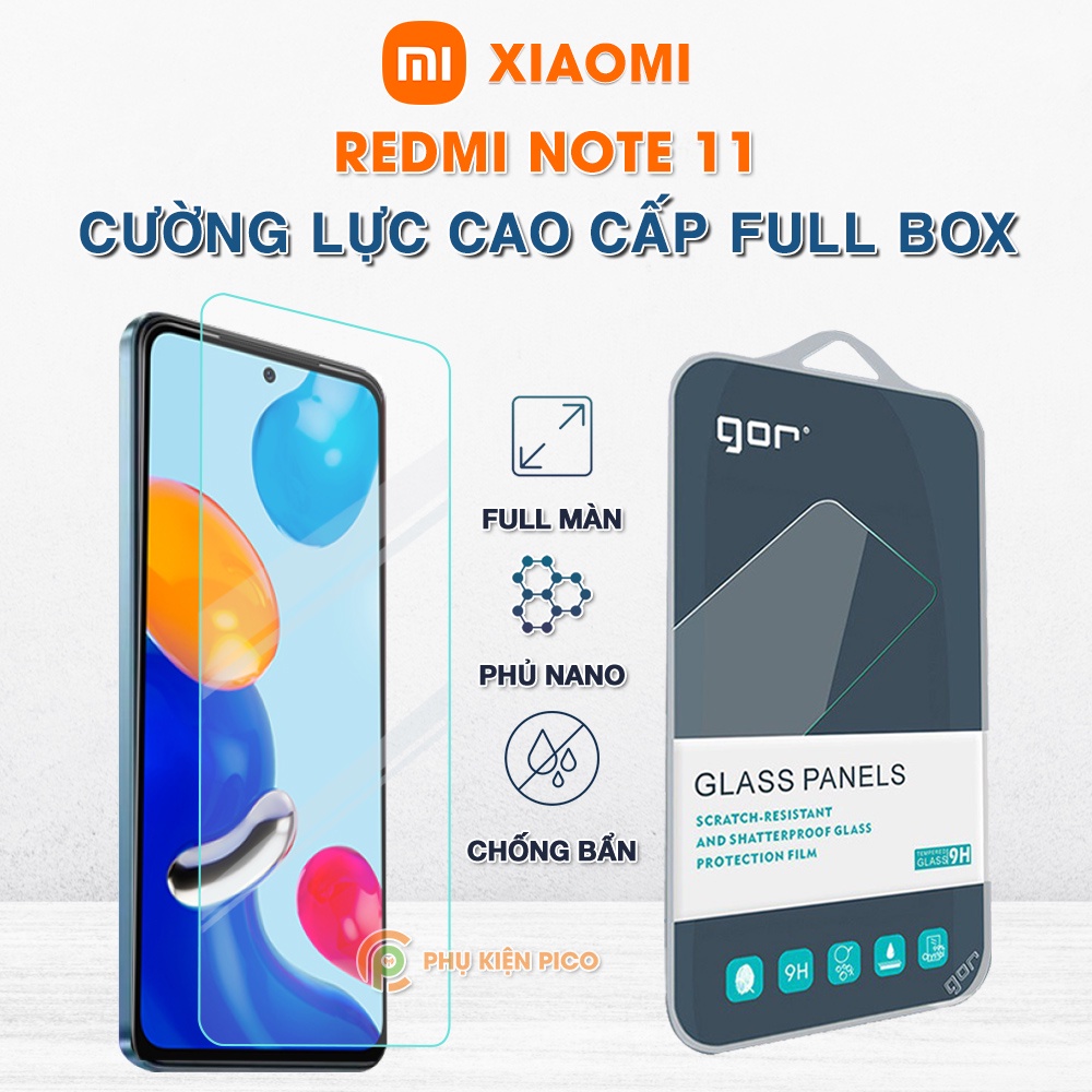 Kính cường lực Redmi Note 11 full màn hình chính hãng Gor - Dán màn hình Xiaomi Redmi Note 11