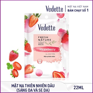 🥦 MẶT NẠ GIẤY THIÊN NHIÊN DÂU 22ml VEDETTE - SÁNG DA & SE DA - TPM038