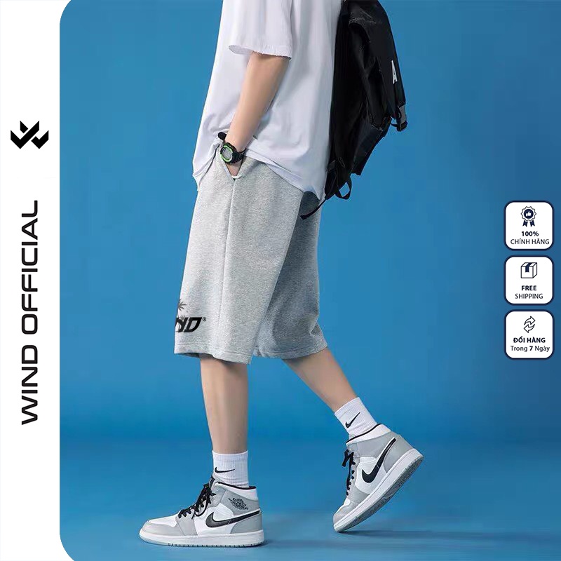 Quần short thun nam nữ WIND unisex ống rộng SUMMER đùi lửng ngố thời trang mặc nhà