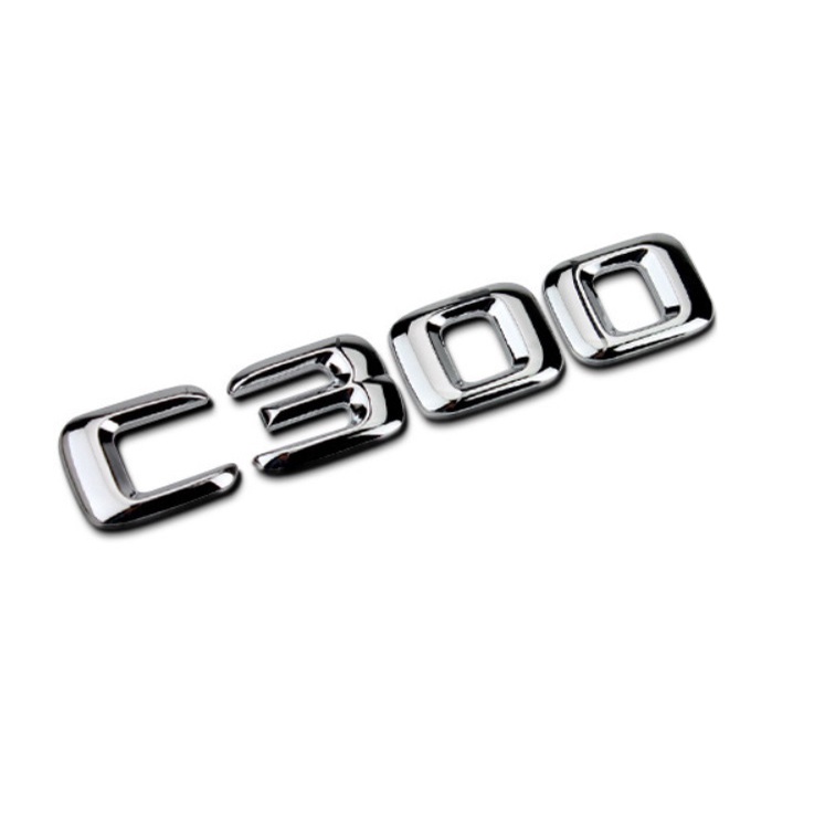 Decal tem chữ inox dán đuôi xe ô tô Mercedes C200 và C300 - HÀNG CÓ SẴN