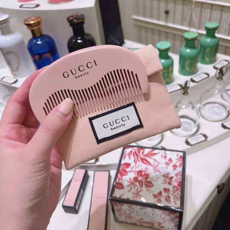Bộ túi đựng lược chải tóc gucci mini màu hồng dễ thương phong cách Hàn Quốc