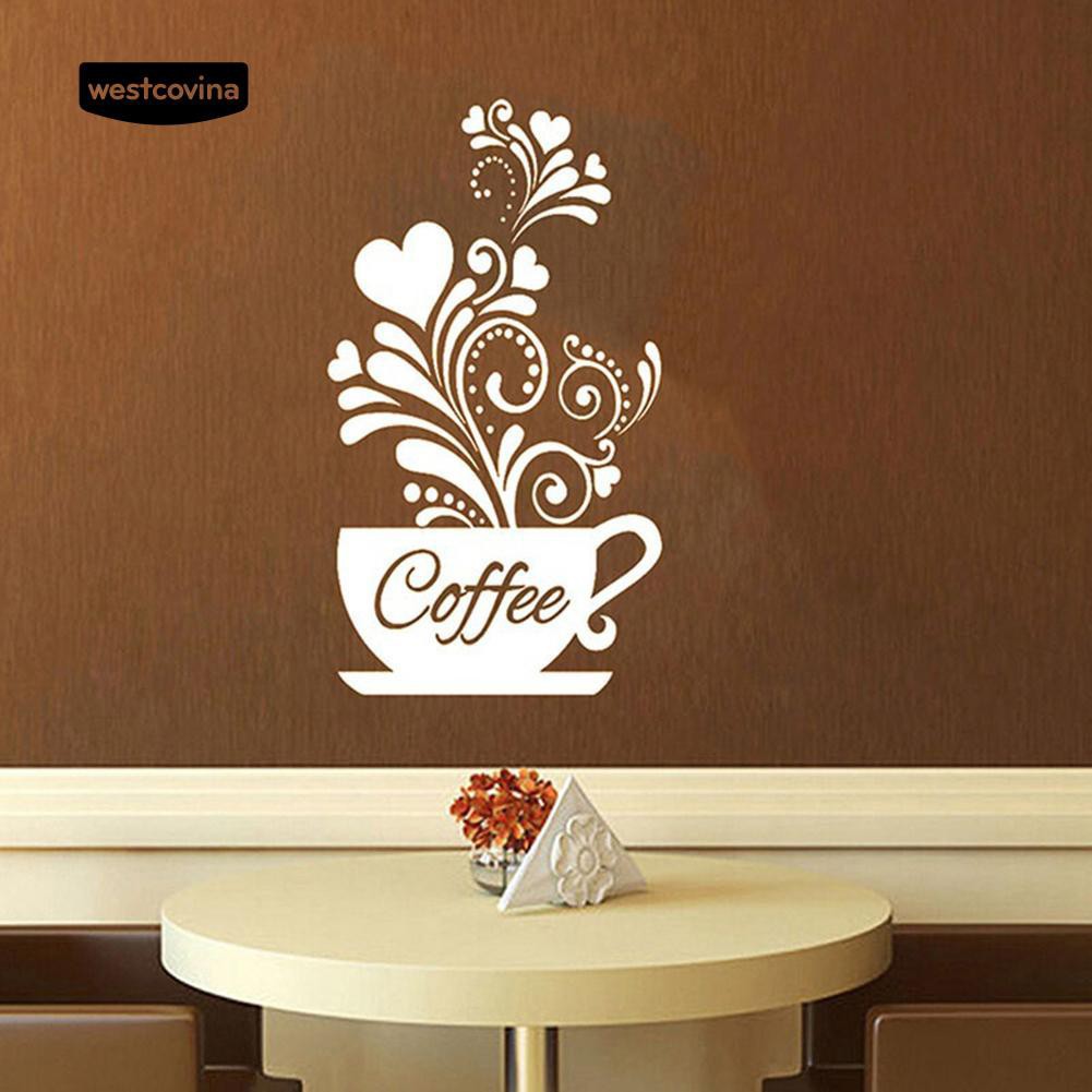 Miếng dán tường hình tách cà phê , dễ chùi rửa