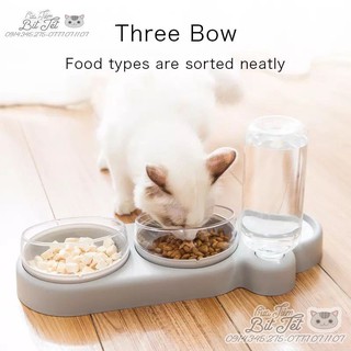 Bát ăn cho mèo ✨MUA 01 ĐƯỢC 03✨ Bát Đôi Nghiêng 15 độ & Xoay 360 độ cùng bình nước tự động. Bảo Vệ Cột Sống, Chống Nghẹn