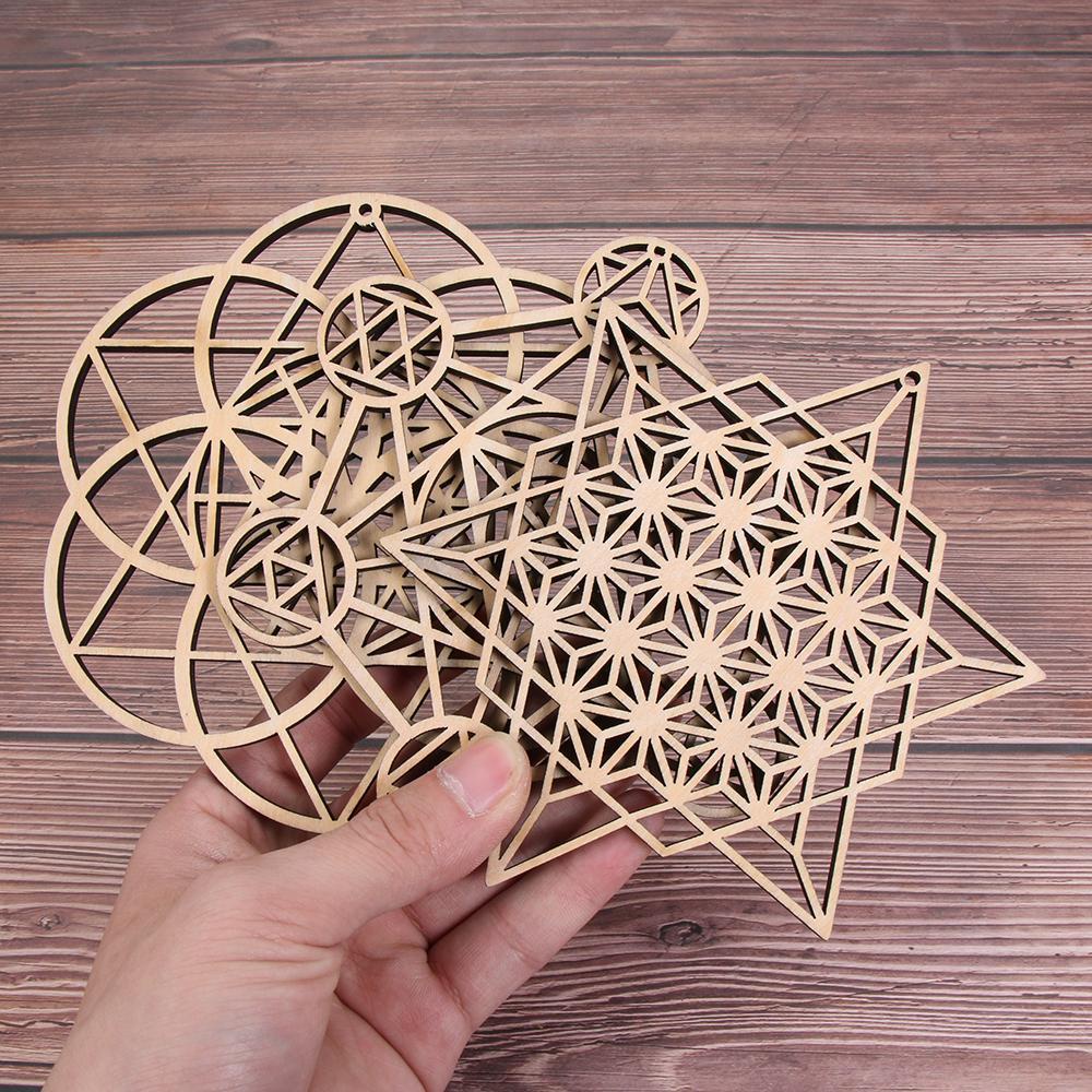 Magician1 flower of life thảm năng lượng làm đồ trang trí hình học thiêng liêng cắt bằng gỗ tường nghệ thuật trang trí nội thất làm bằng tay tấm lót tường bằng gỗ dấu hiệu