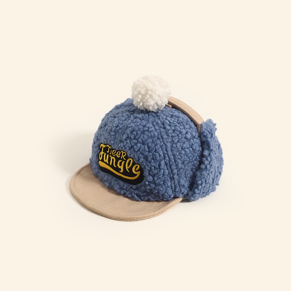 Mũ Bóng Chày Dày Dặn Viền Mềm Thêu Chữ Phối Bóng Lông Giữ Ấm Tai Chống Gió Mùa Đông Cho Bé