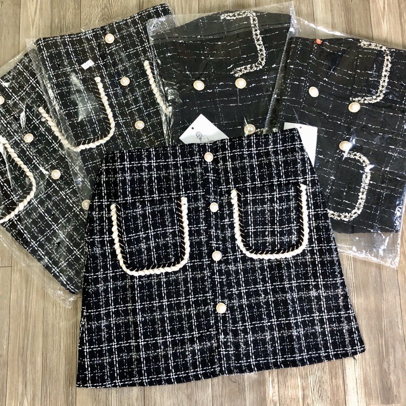Chân váy dạ Tweed 2 túi | BigBuy360 - bigbuy360.vn