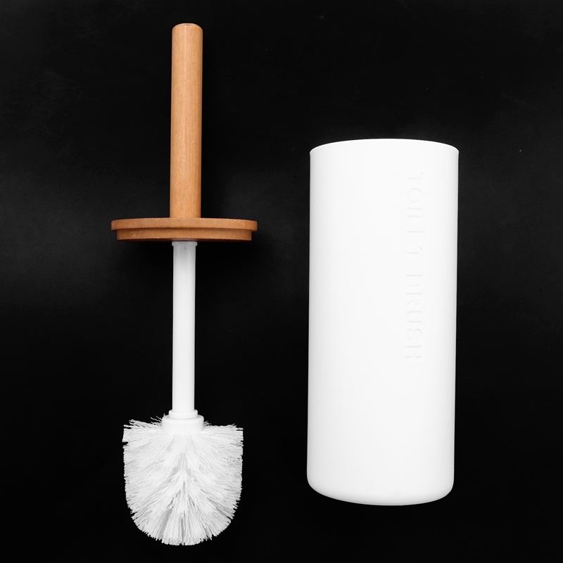 Bộ Bàn Chải Chà Bồn Cầu Bằng Gỗ Tre Kèm Giá Đỡ Bàn Chải Vệ Sinh Toilet