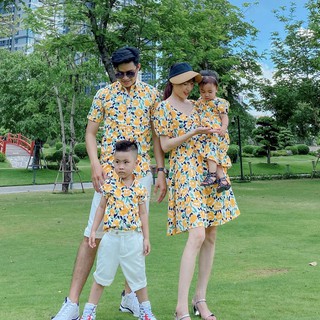 Đồng phục gia đình du lịch đẹp - đồ gia đình thiết kế - Váy đôi gia đình - váy đi biển - Đồ đôi gia đình