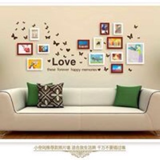 [Free in ảnh]Bộ 13 khung ảnh kèm decal bướm