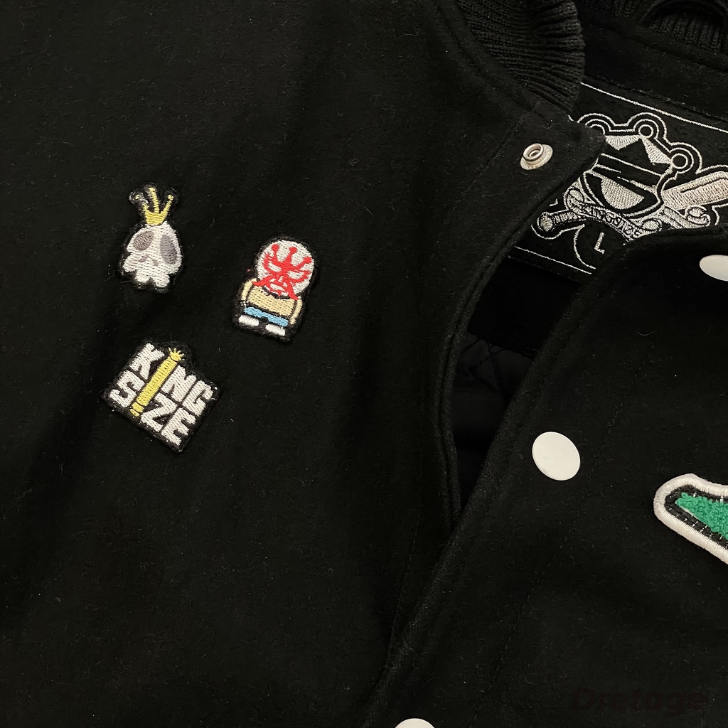 Áo Khoác Bóng Chày Varsity Phối Tay Da Thật Kingsize Vintage 90s