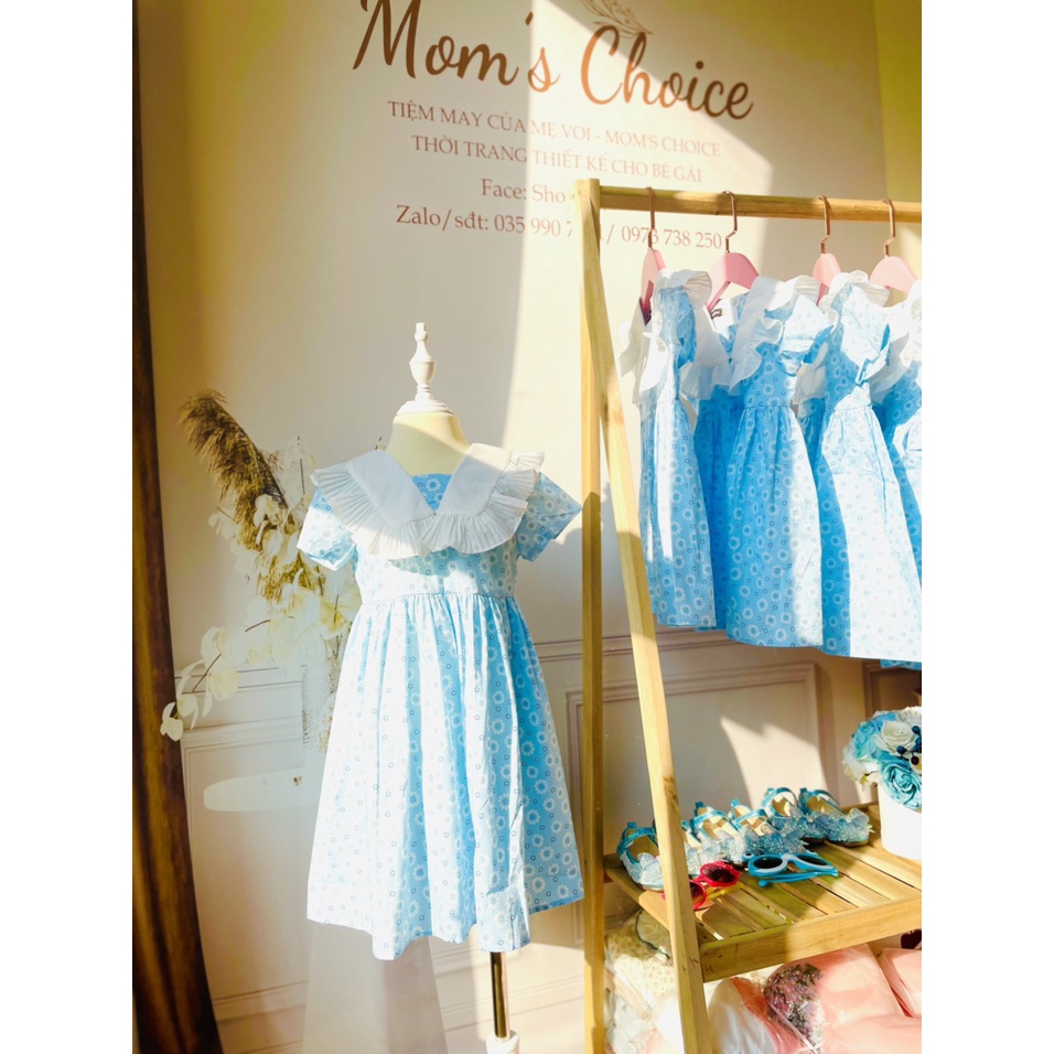 Váy bé gái, đầm bé gái hoa nhí màu xanh cho bé gái từ 1-10 tuổi cực kỳ đáng yêu tại Mom's Choice